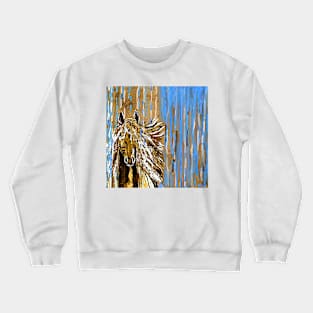 Horse:  Horse Running Wild Blue and Brown Crewneck Sweatshirt